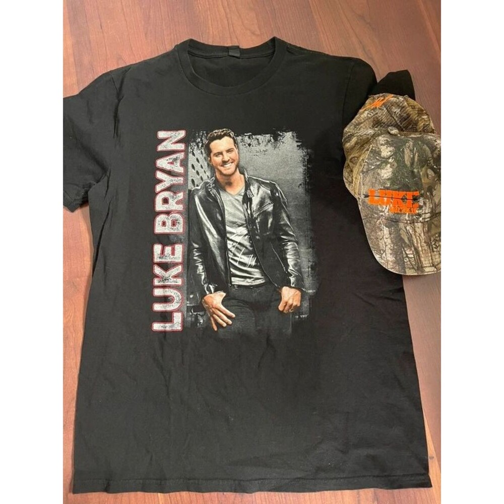 Luke Bryan adult cap & medium black t-shirt “kick the dust up” tour tee